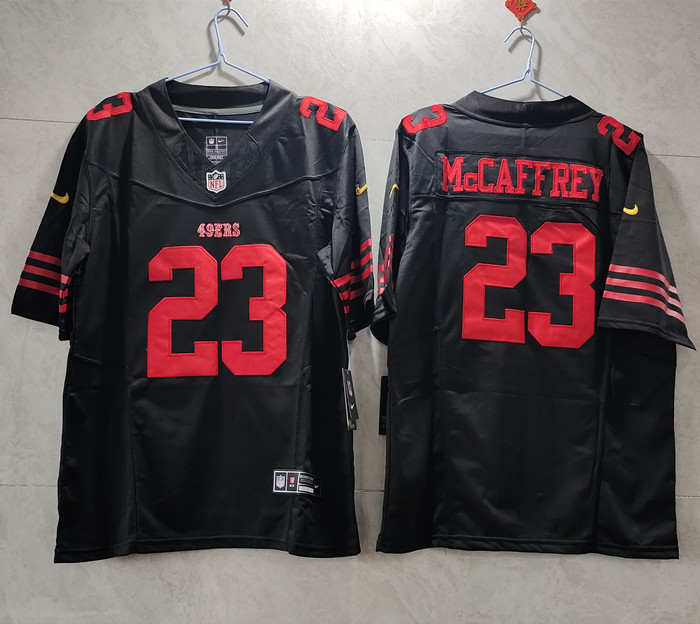 Men's San Francisco 49ers #23 Christian McCaffrey Black 2023 F.U.S.E. Vapor Untouchable Limited Stitched Football Jersey